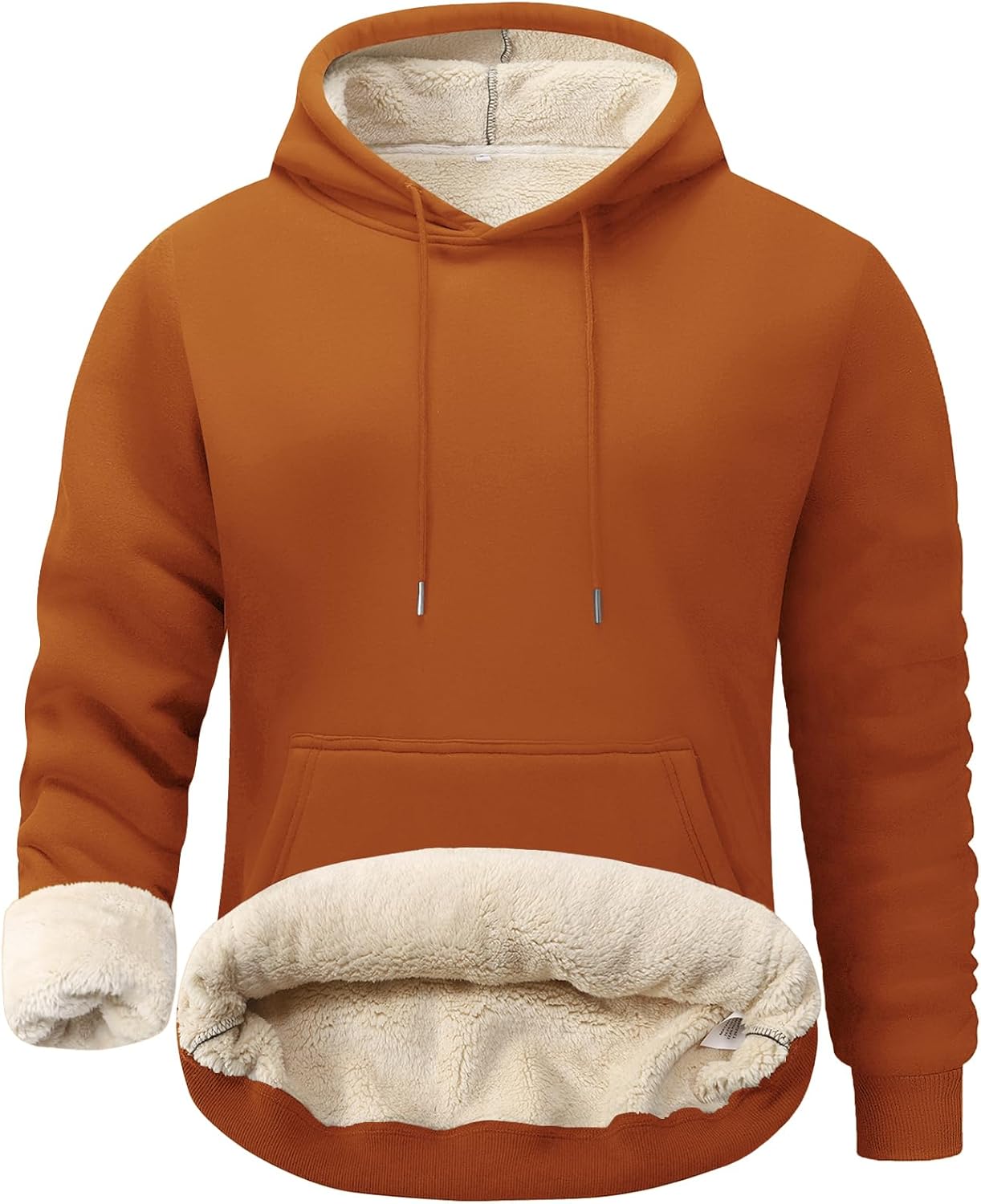 Flygo Men's Casual Fleece Sherpa Lined Hoodie for Winter Warmth
