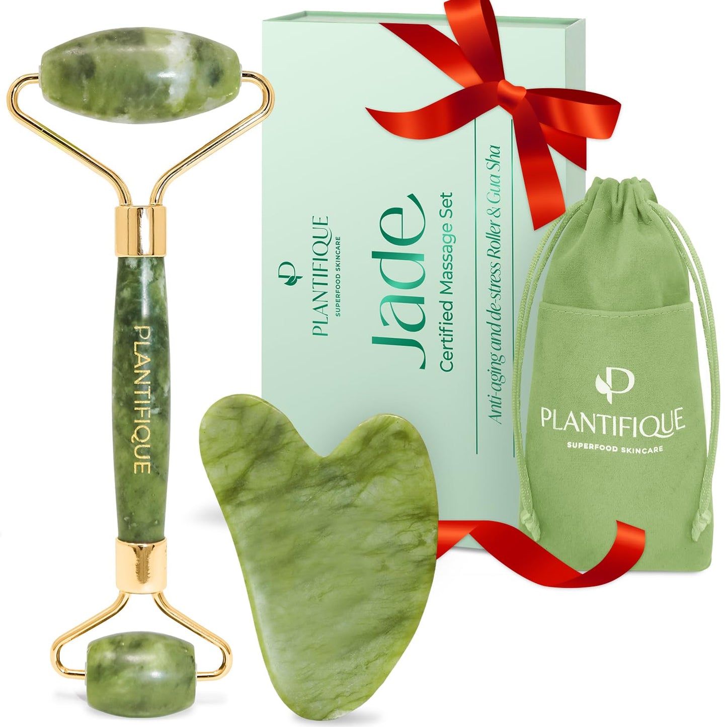 Certified Jade Roller Set - Skin Care Essential