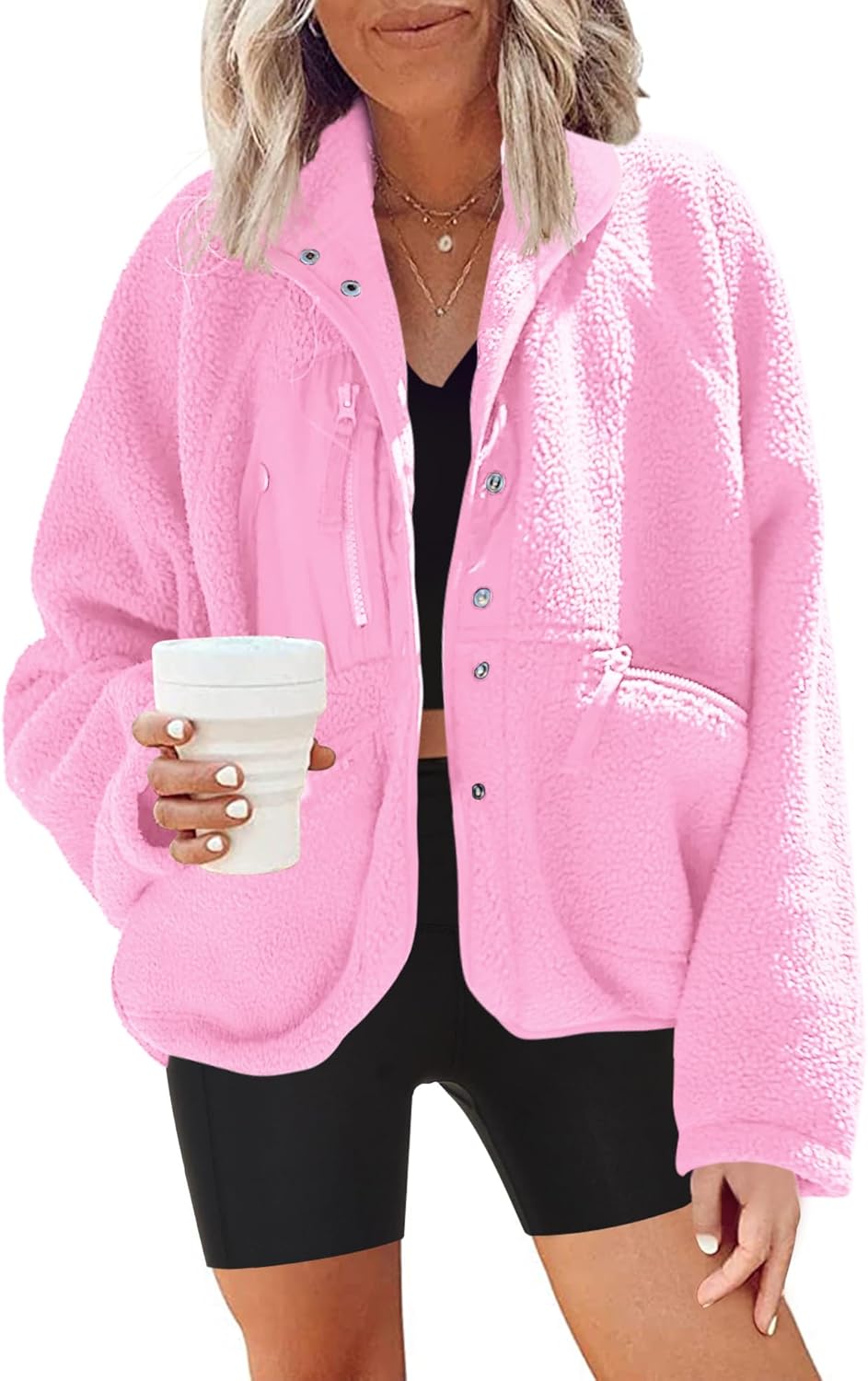 Nirovien Womens Fuzzy Fleece Jacket for Cozy Winter Outfits