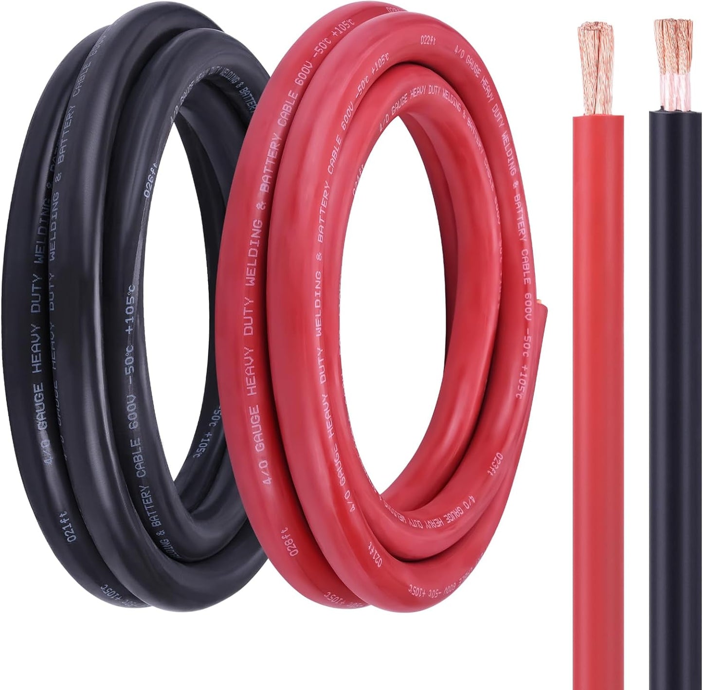 4/0 Battery Cable 10FT Red and Black for Automotive and Marine