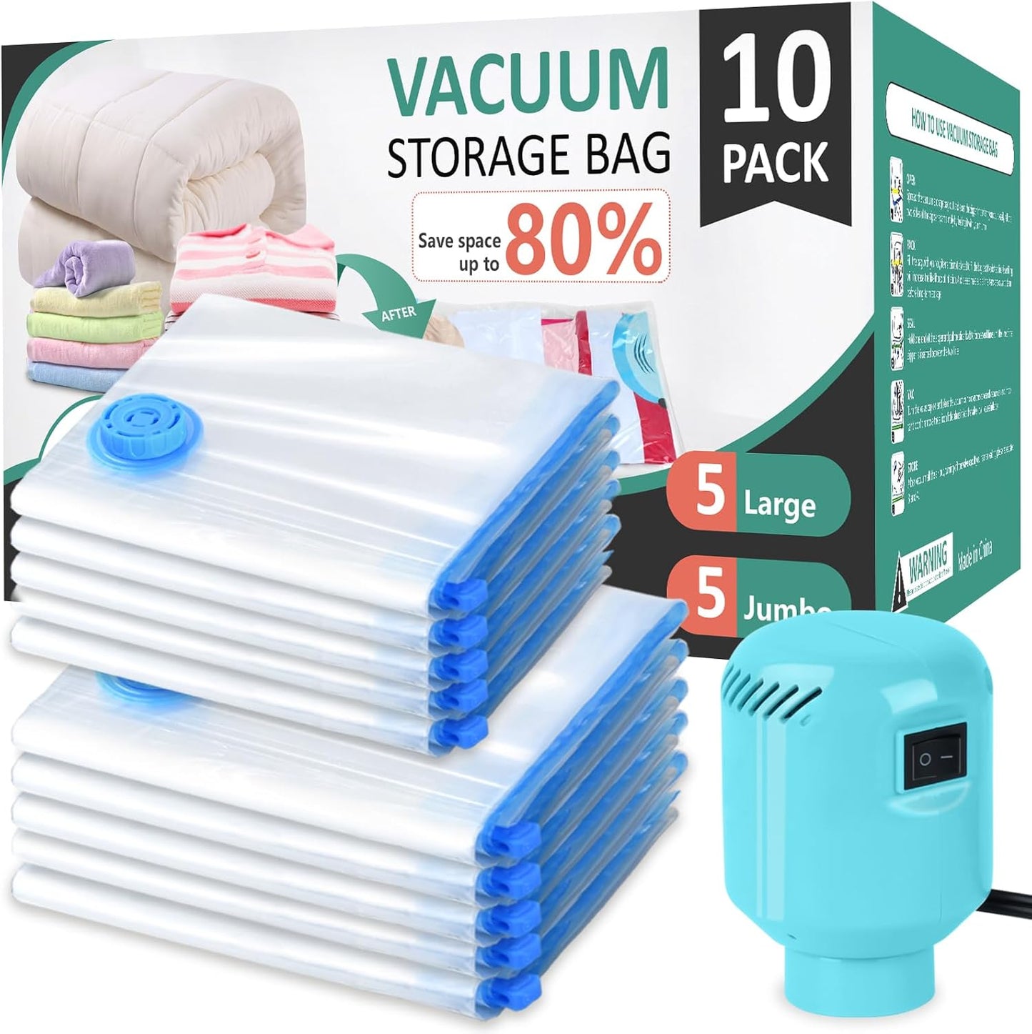 10-Pack Morecoo Vacuum Storage Bags for Ultimate Space Saving