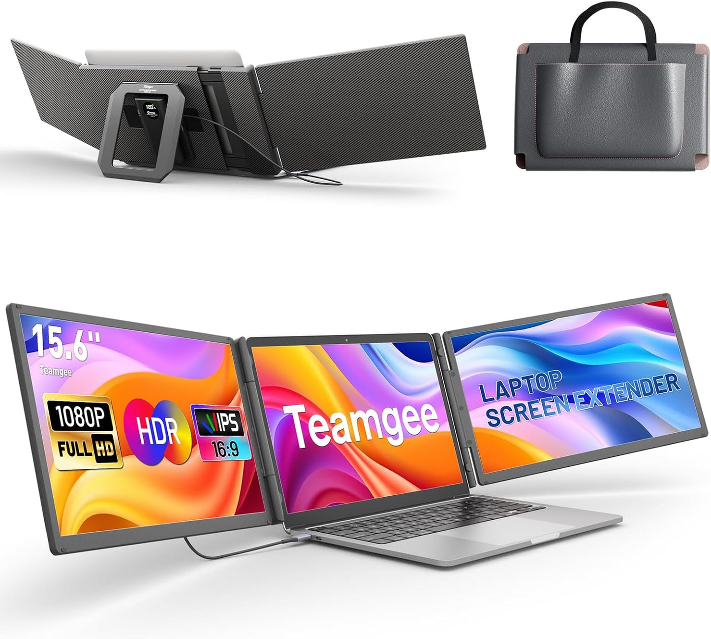 Teamgee 15.6 Laptop Screen Extender with Power Bank for Productivity
