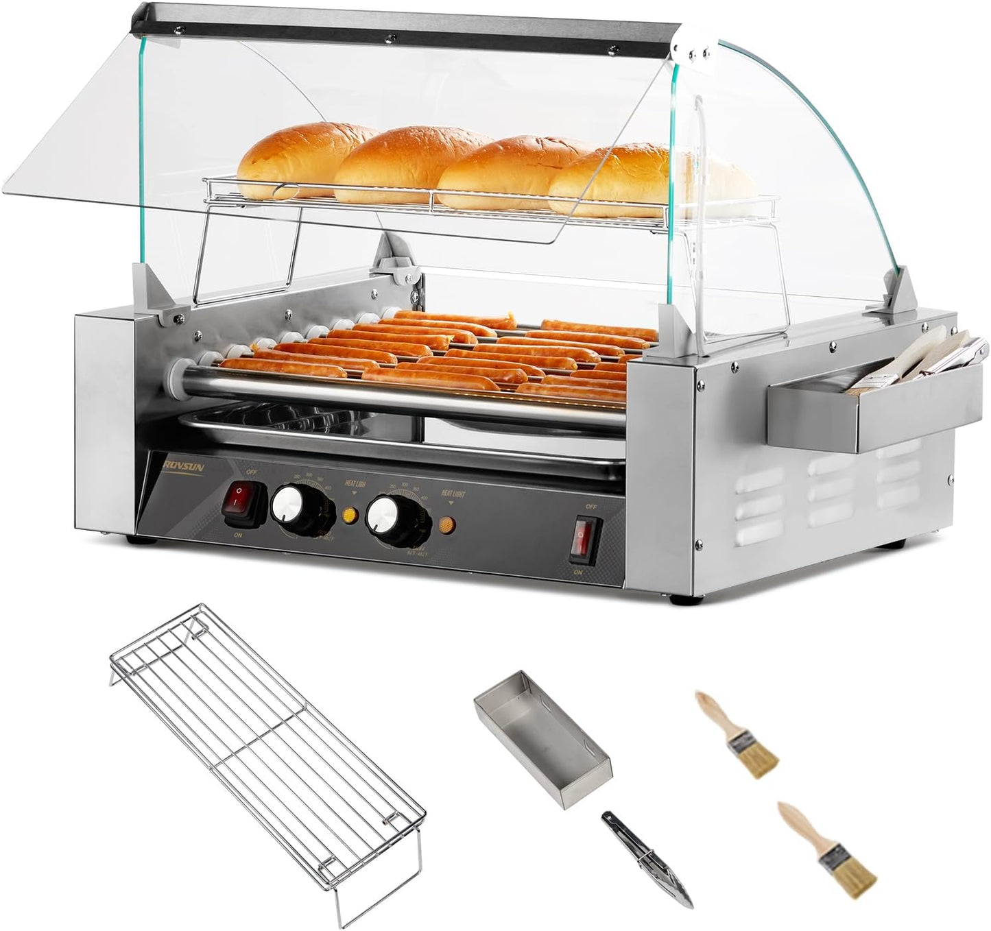 ROVSUN Hot Dog Roller Machine with 9 Rollers for Parties