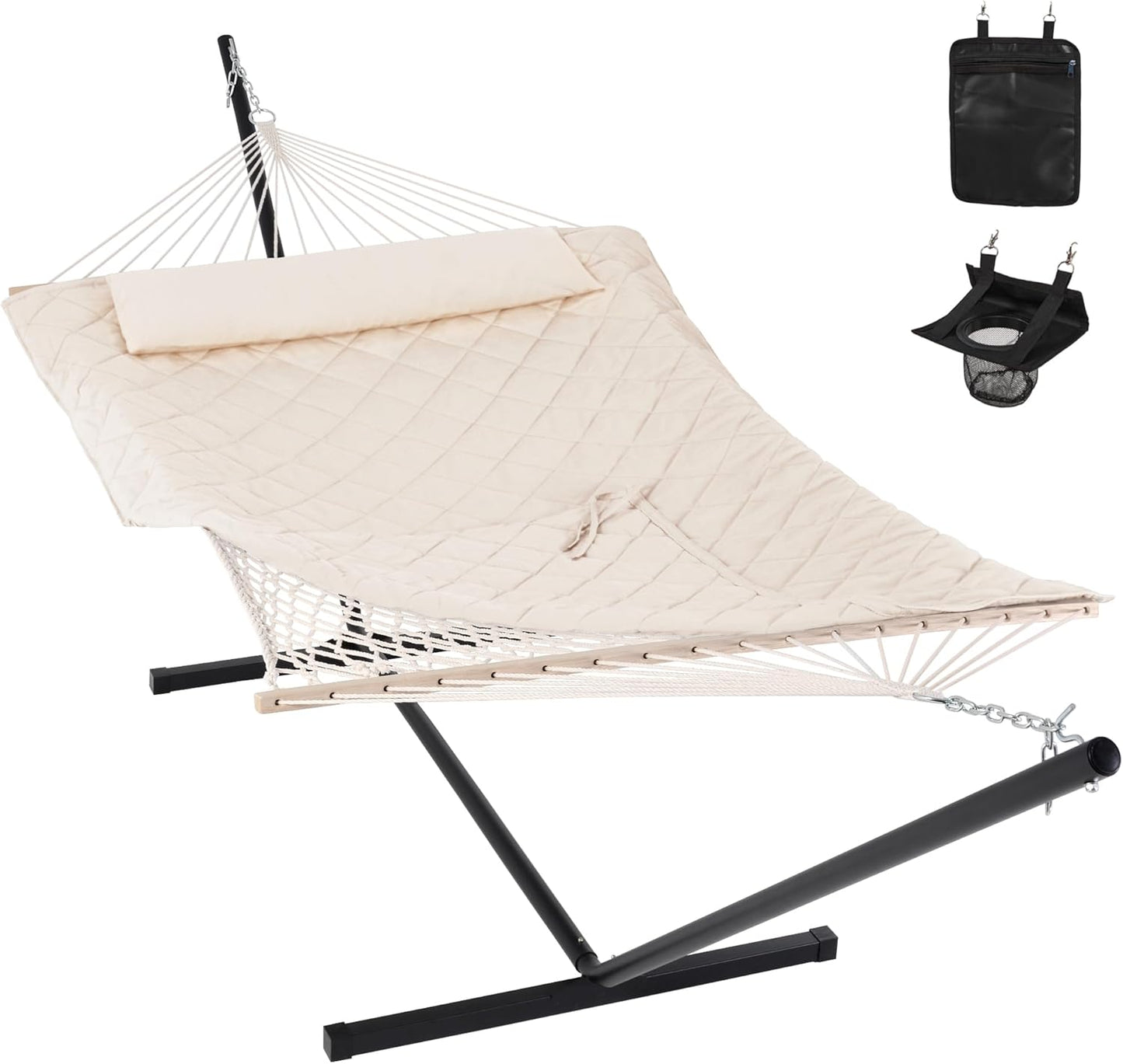Heavy Duty Hammock with Steel Stand, Pillow and Pad Included