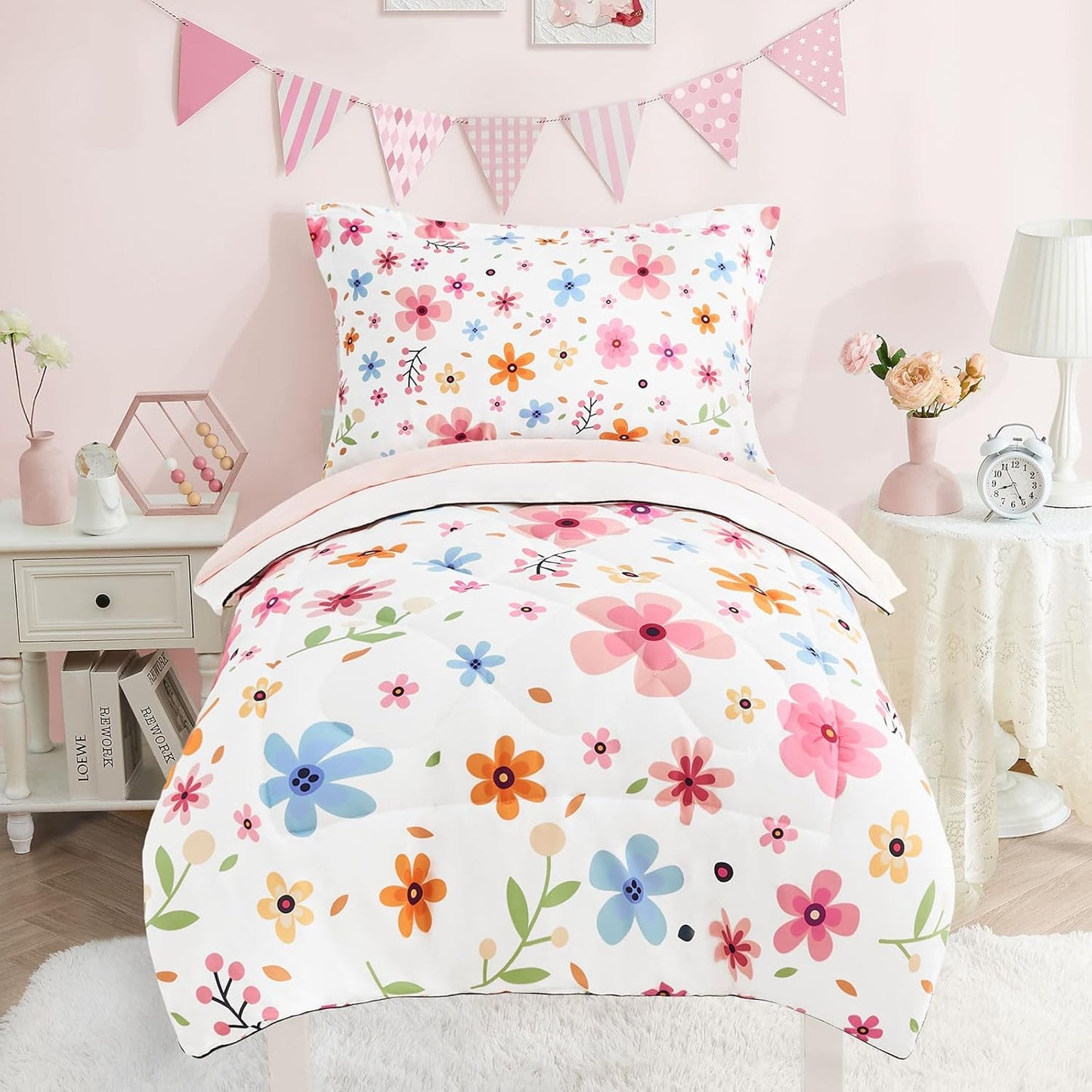 Cozyholy Colorful Floral Toddler Bedding Set for Sweet Dreams