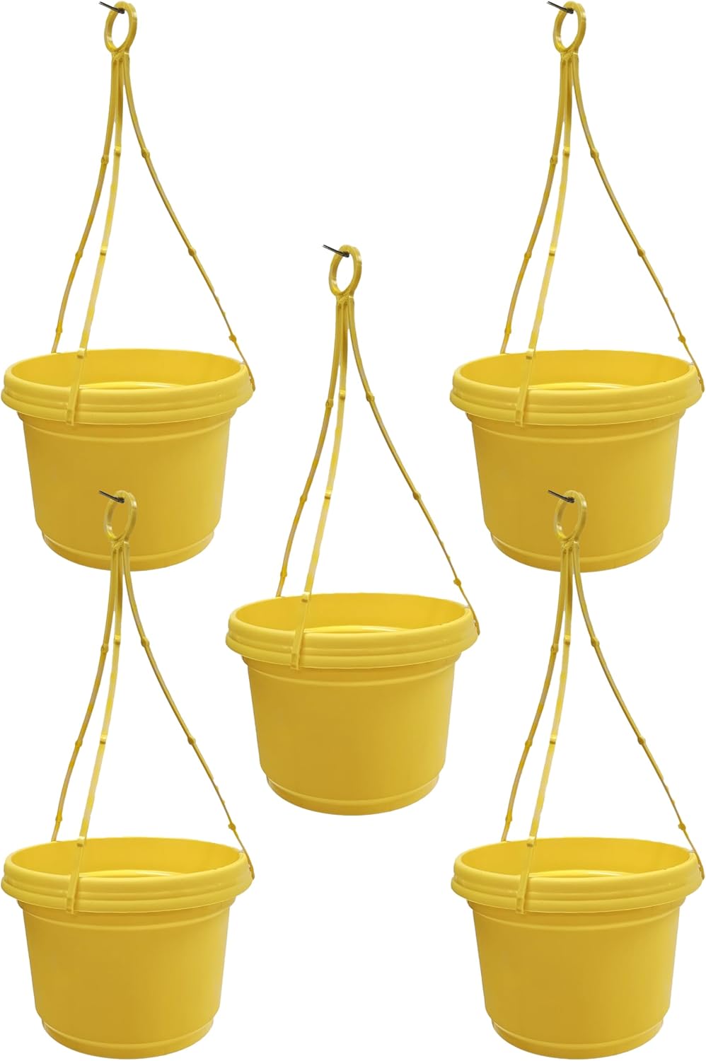 LHAP Yellow 5 Pack Hanging Flower Pot for Vibrant Gardens