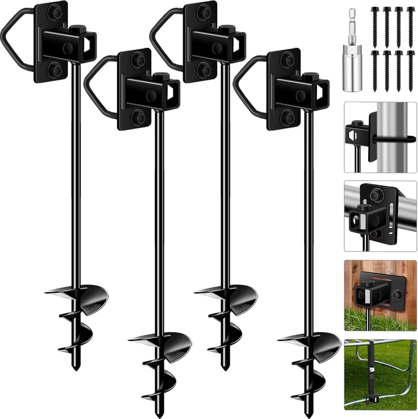 Heavy Duty Ground Anchors for Trampolines and Sheds - 4pcs