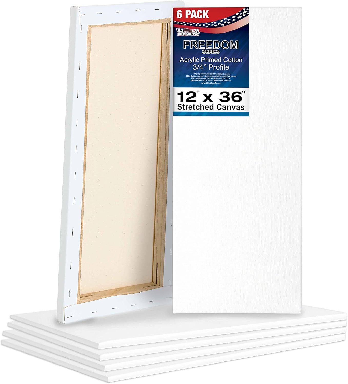 Professional Artist Quality 12 x 36 inch Stretched Canvas Pack