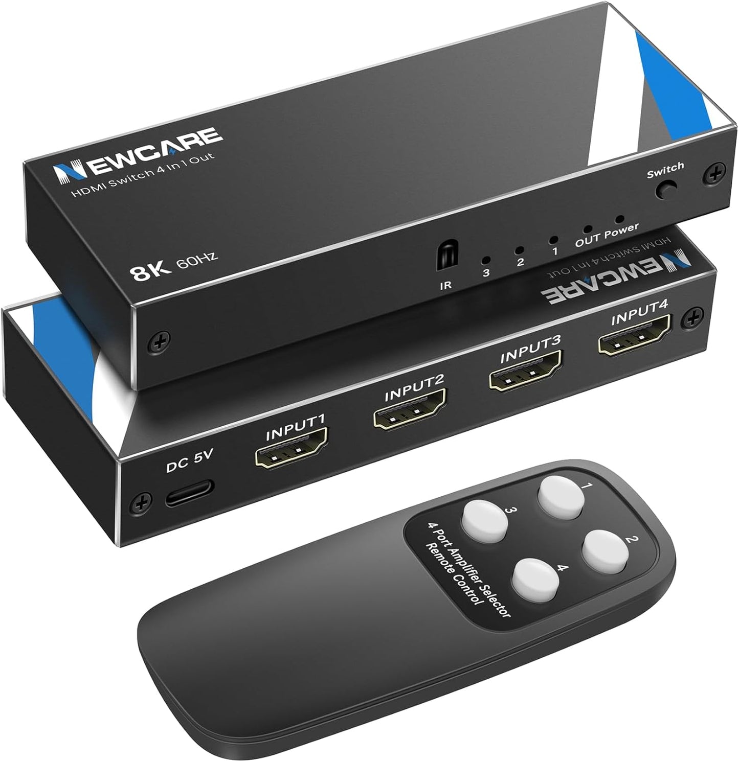 NEWCARE 8K HDMI Switch 4 in 1 Out for Ultimate Gaming Experience