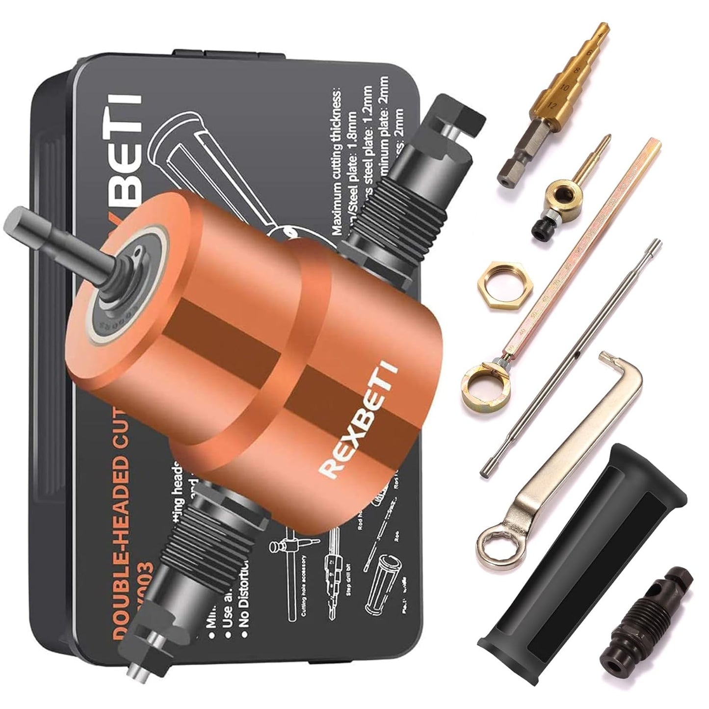 REXBETI Double Headed Sheet Metal Nibbler for Precision Cutting