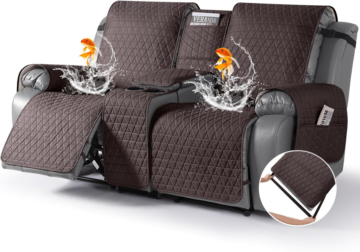 TAOCOCO Waterproof Recliner Cover for Loveseat with Console