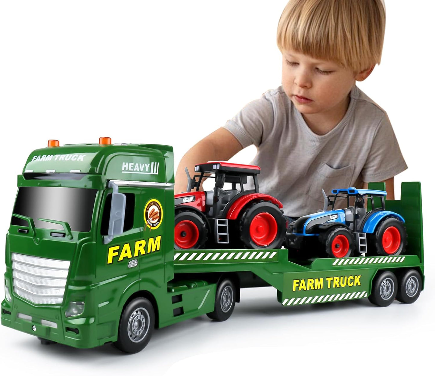 Dwi Dowellin Large Flatbed Semi Truck Toy for Kids - Fun Gift