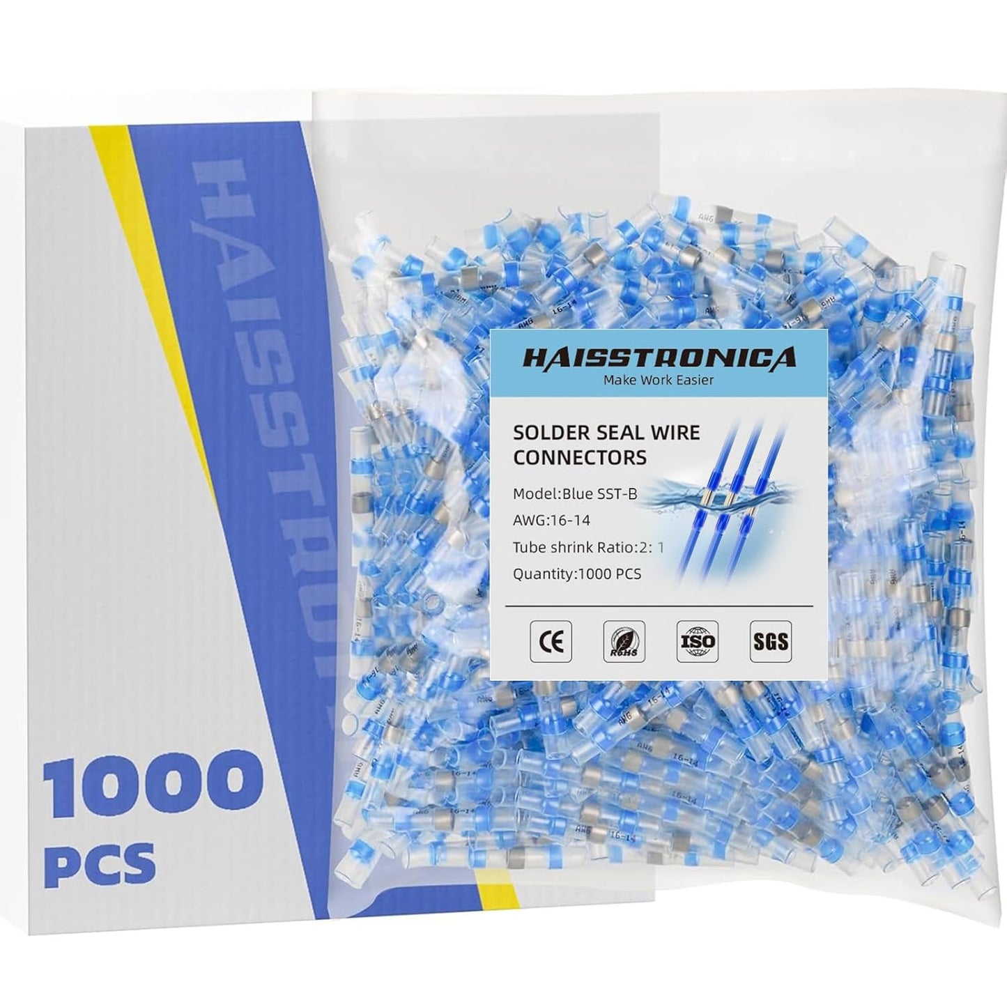 1000PCS Blue Solder Seal Wire Connectors for Reliable Connections