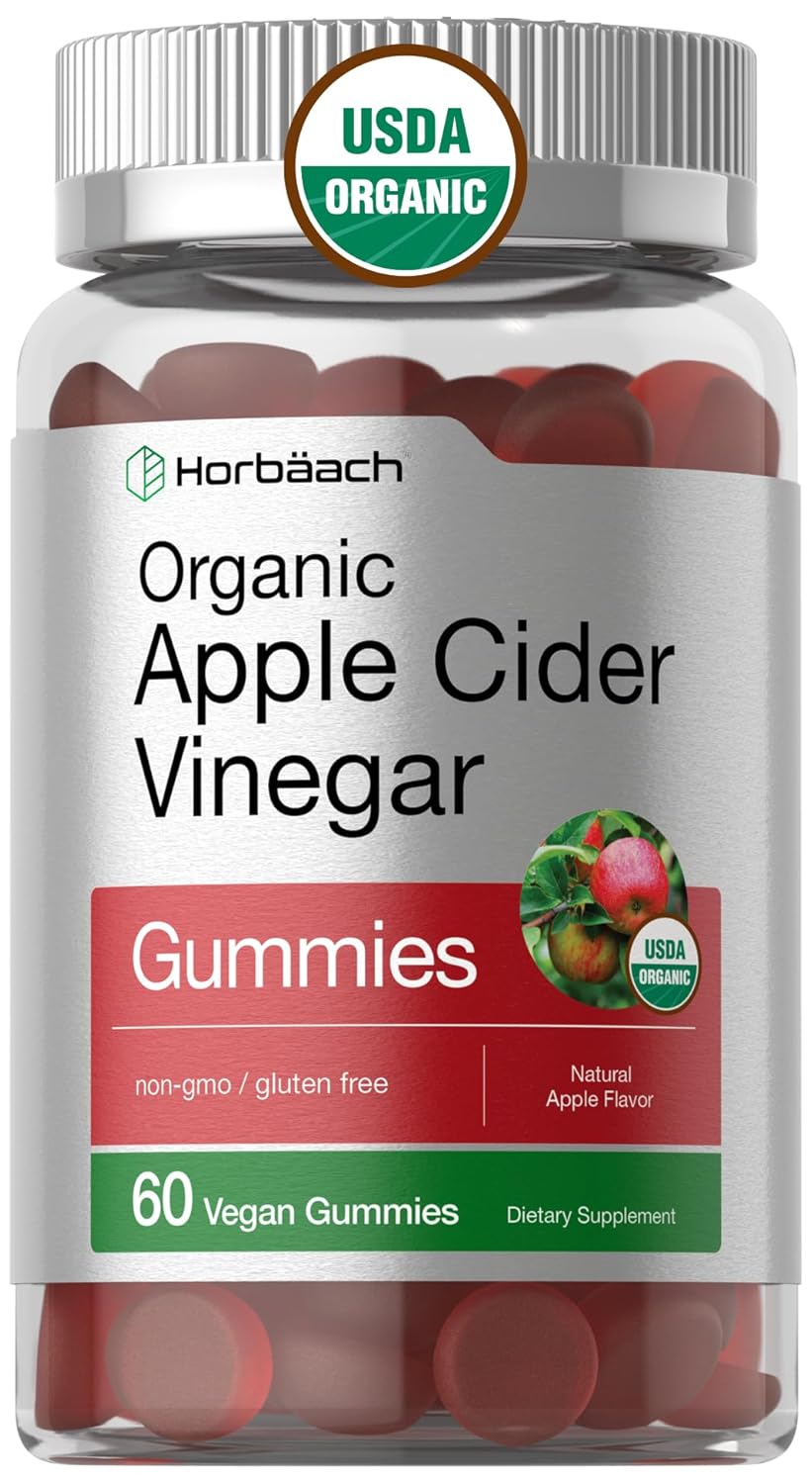 Organic Apple Cider Gummies | 60 Ct | Vegan & USDA Certified | Apple Flavor
