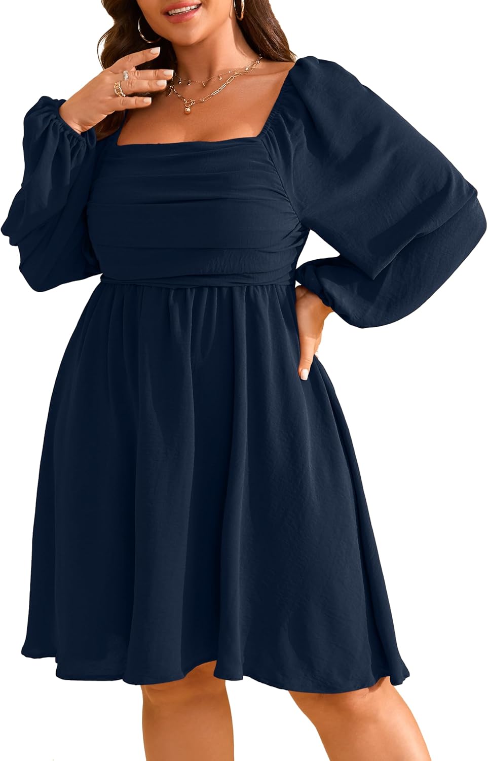 Elegant Plus Size Long Sleeve Mini Dress for Fall Weddings