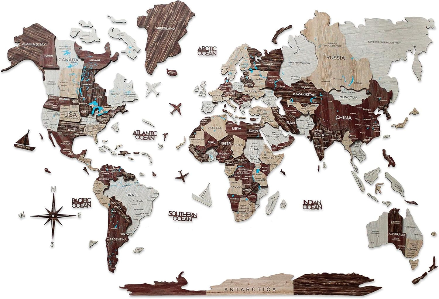 Handcrafted 3D Wooden Map - Large Wall Art for Home Decor