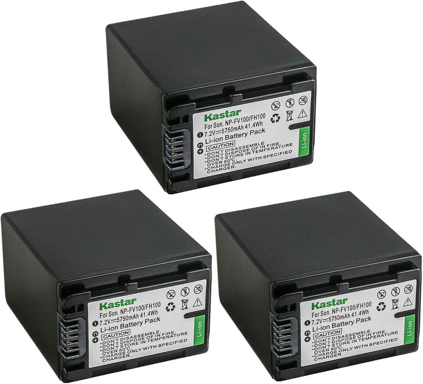 Kastar NP-FV100 Battery 3-Pack for Sony Camcorders - High Capacity