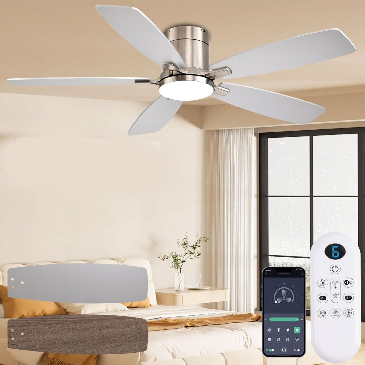 52 Inch Ceiling Fan with Lights and Remote Control for Comfort
