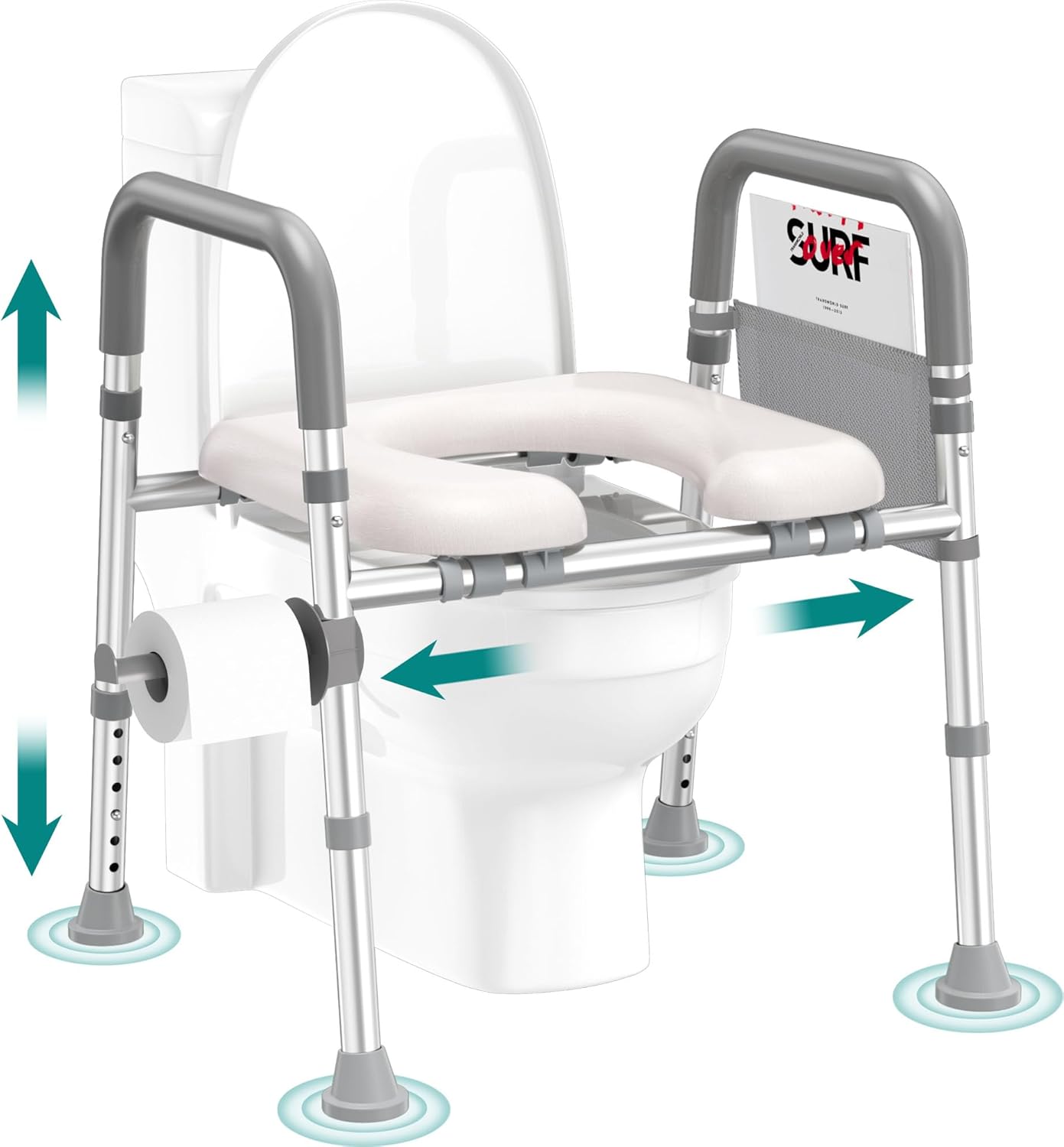 Toilet Seat Risers for Seniors with Adjustable Height & Handles