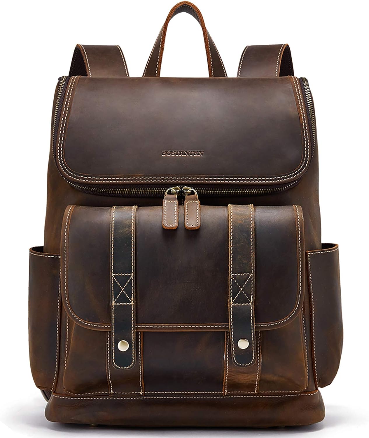 BOSTANTEN Leather Backpack for Men - Vintage Travel Office Bag