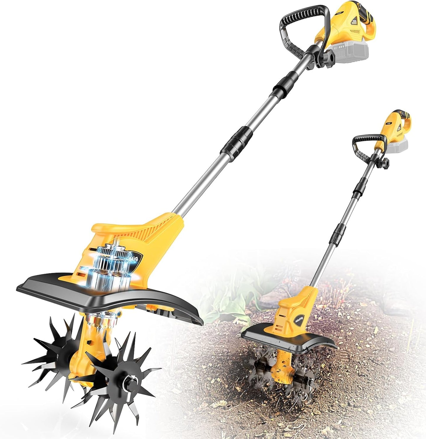 Cordless Tiller Cultivator for Gardening with 360RPM Power