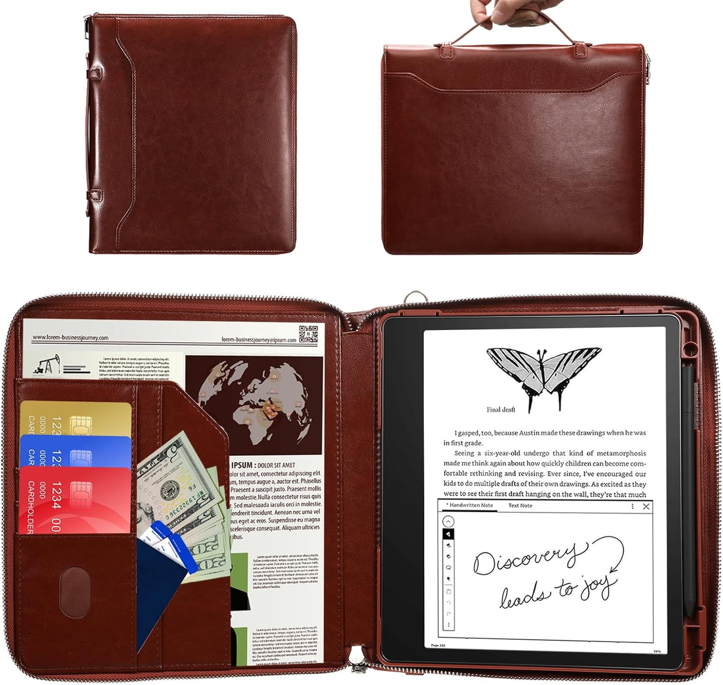 Kindle Scribe Case with Zipper & Pen Holder for Business Use