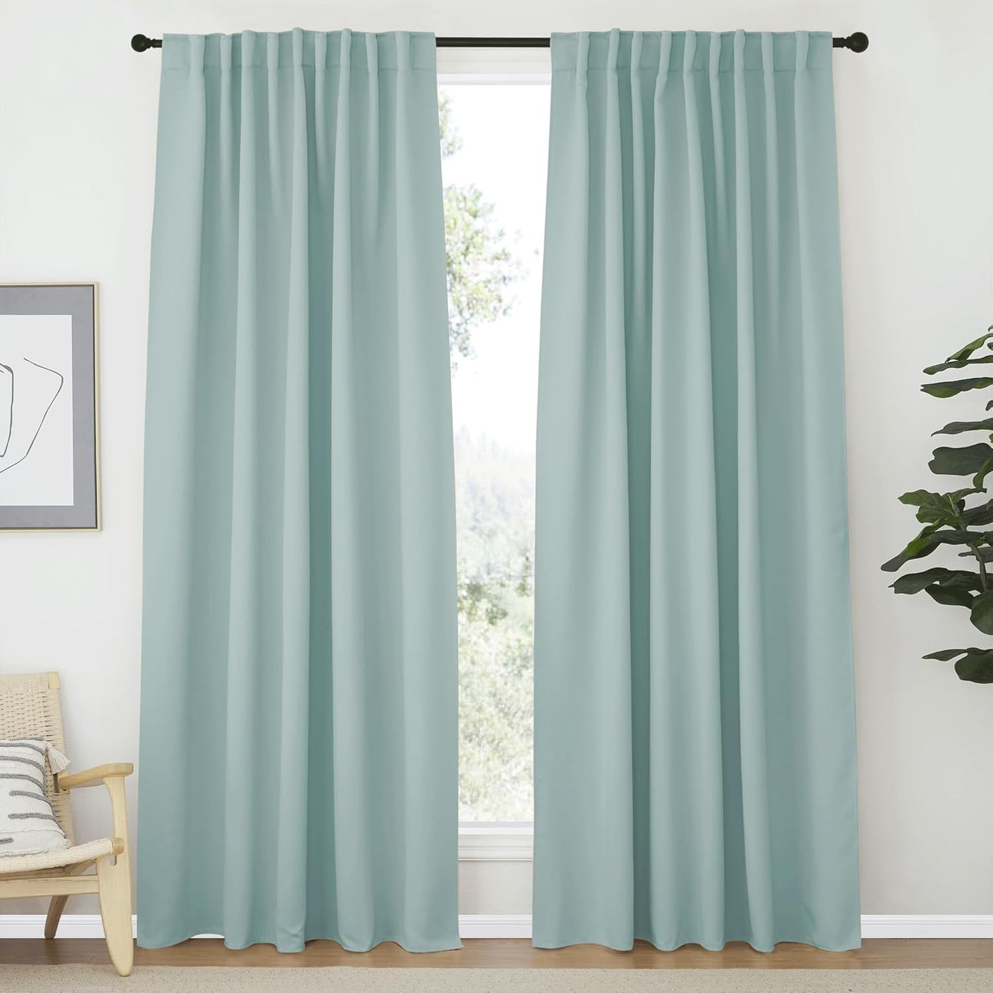 NICETOWN Blackout Curtain Panels for Bedroom - Aqua Blue 70x84