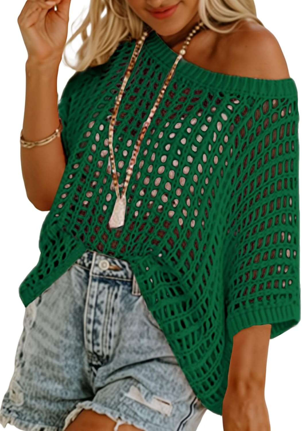 Dokotoo Womens Summer Crochet Hollow Out Beach Coverup Tops