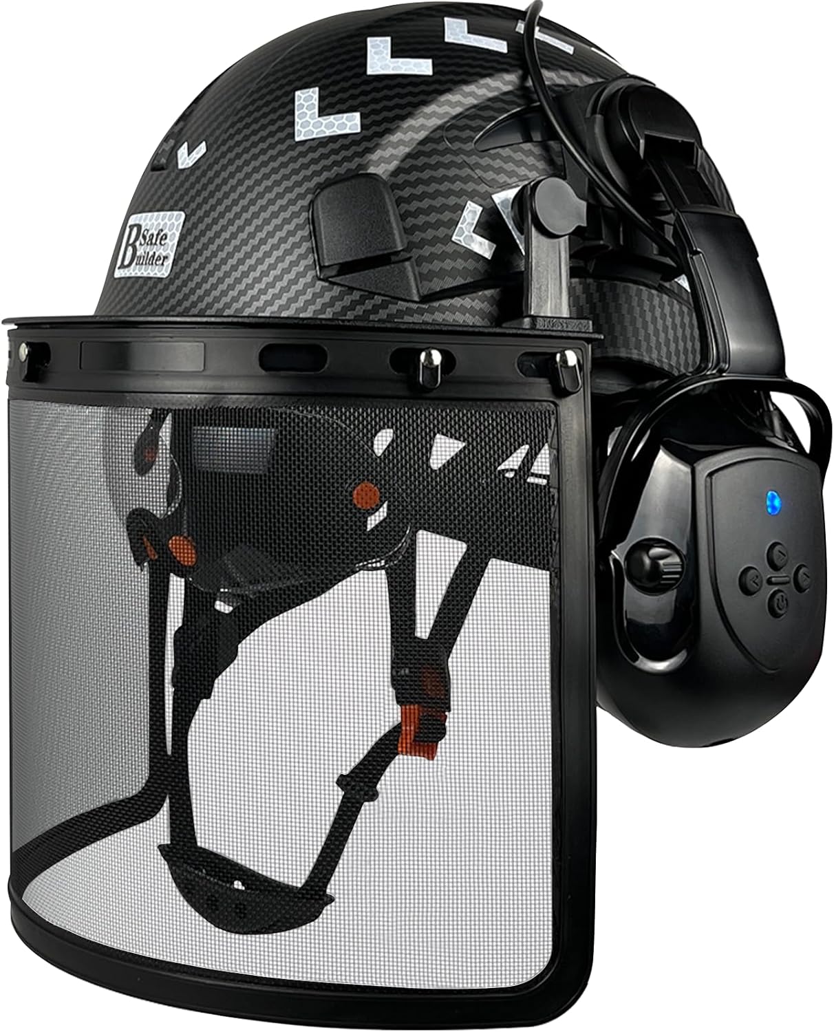 Forestry Chainsaw Safety Helmet with Bluetooth Ear Muffs and Visor