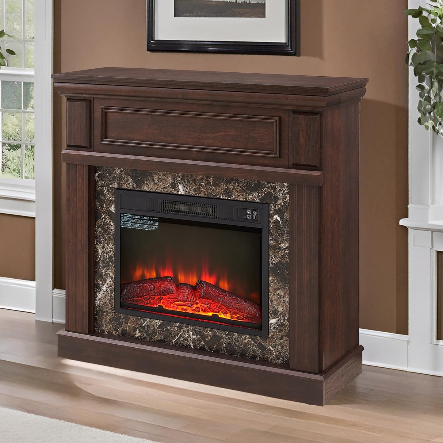 41 Large Electric Fireplace with Mantel & TV Stand - Cozy Living Room Essential