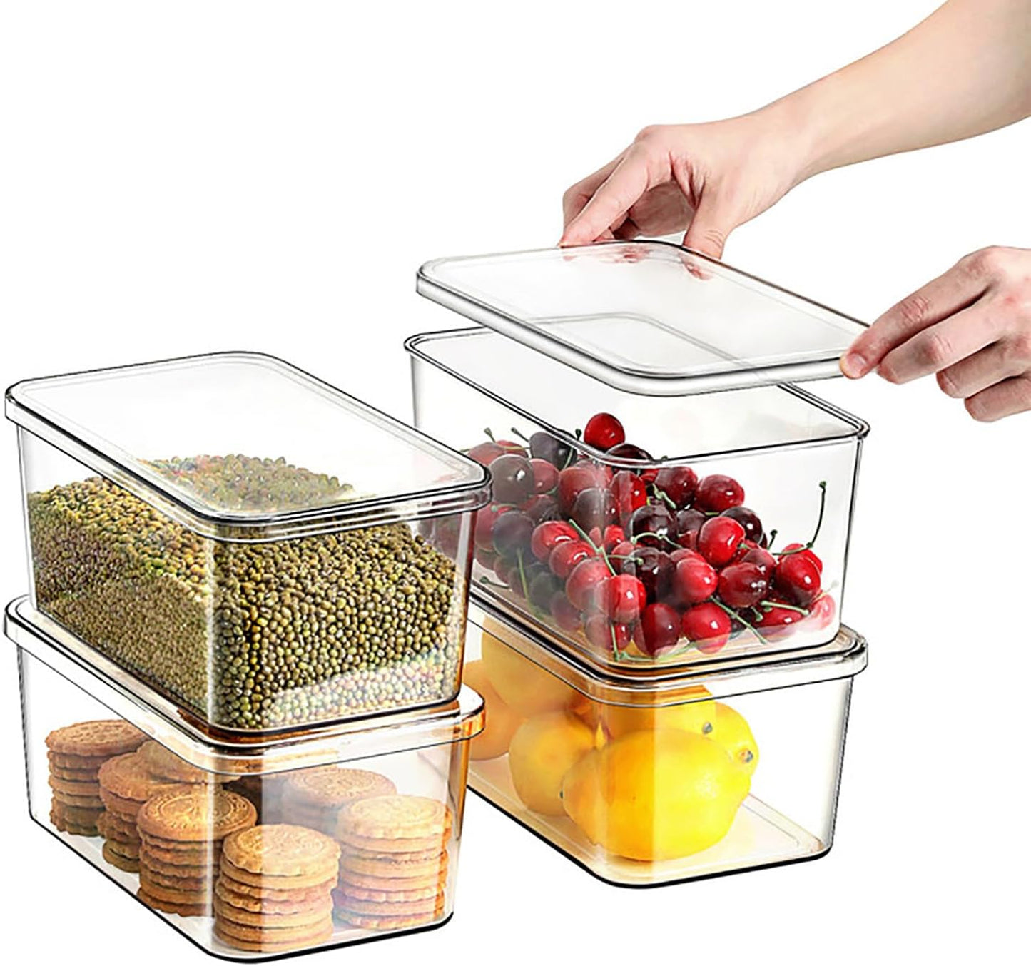 Clear Storage Bins With Lids for Organized Kitchen & Bathroom
