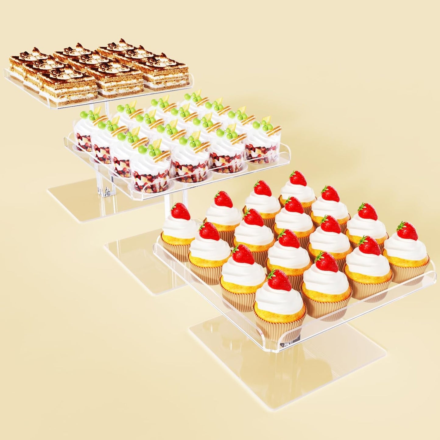 3 Piece Cupcake Stand Set for Elegant Dessert Displays