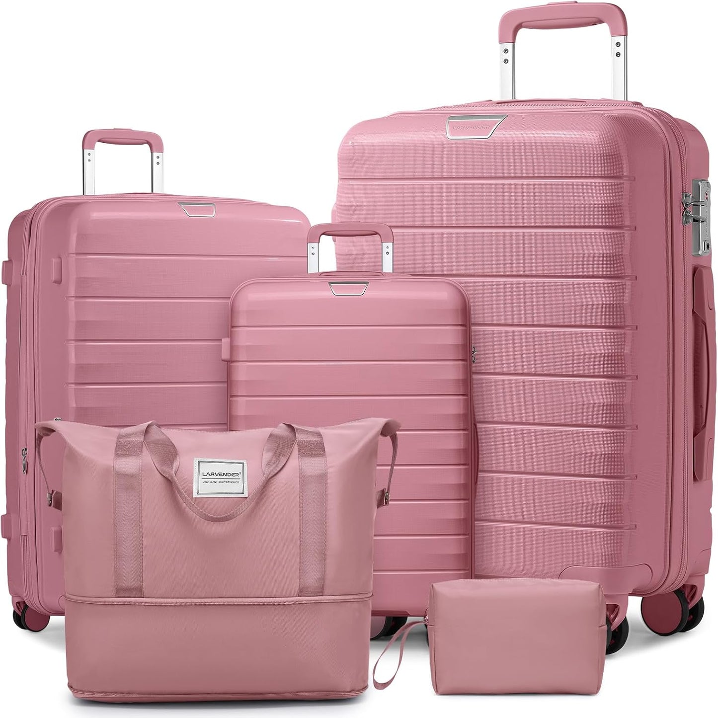 LARVENDER 5 Piece Luggage Set with Expandable Duffel Bag