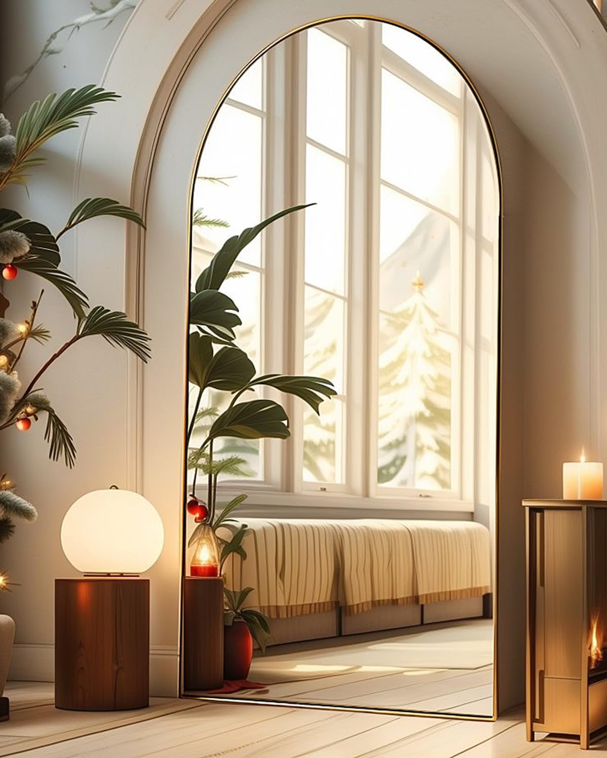 Gold Arch Mirror - 34in x 76in Freestanding Full Body Mirror