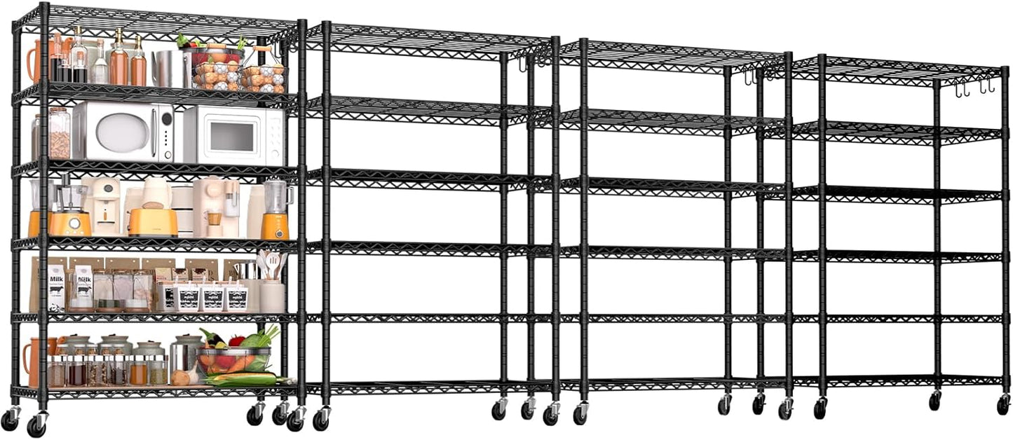 6 Tier Wire Shelving with Wheels for Heavy Duty Storage Needs