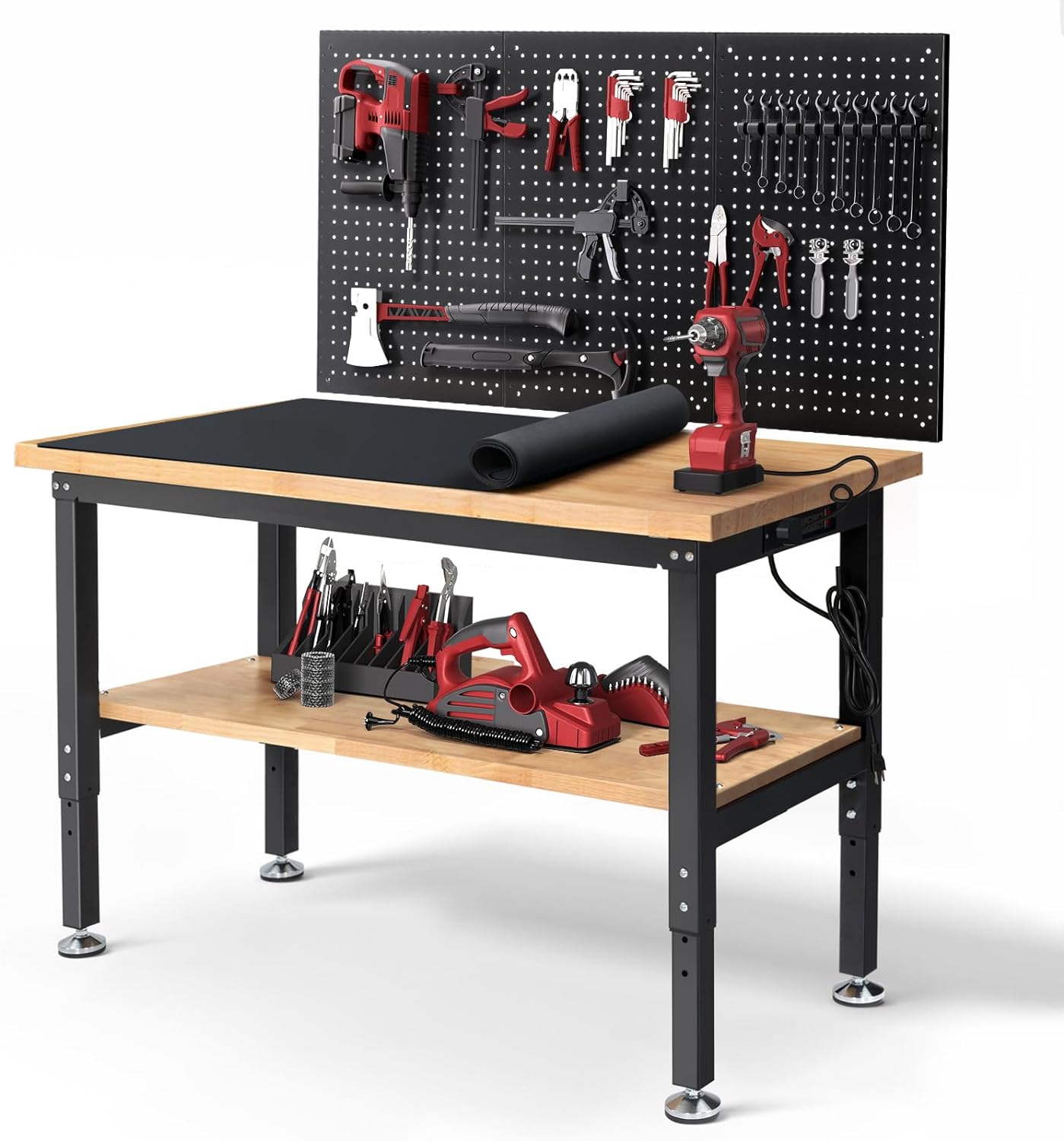 48 Inch Work Table for Garage with Adjustable Height Features