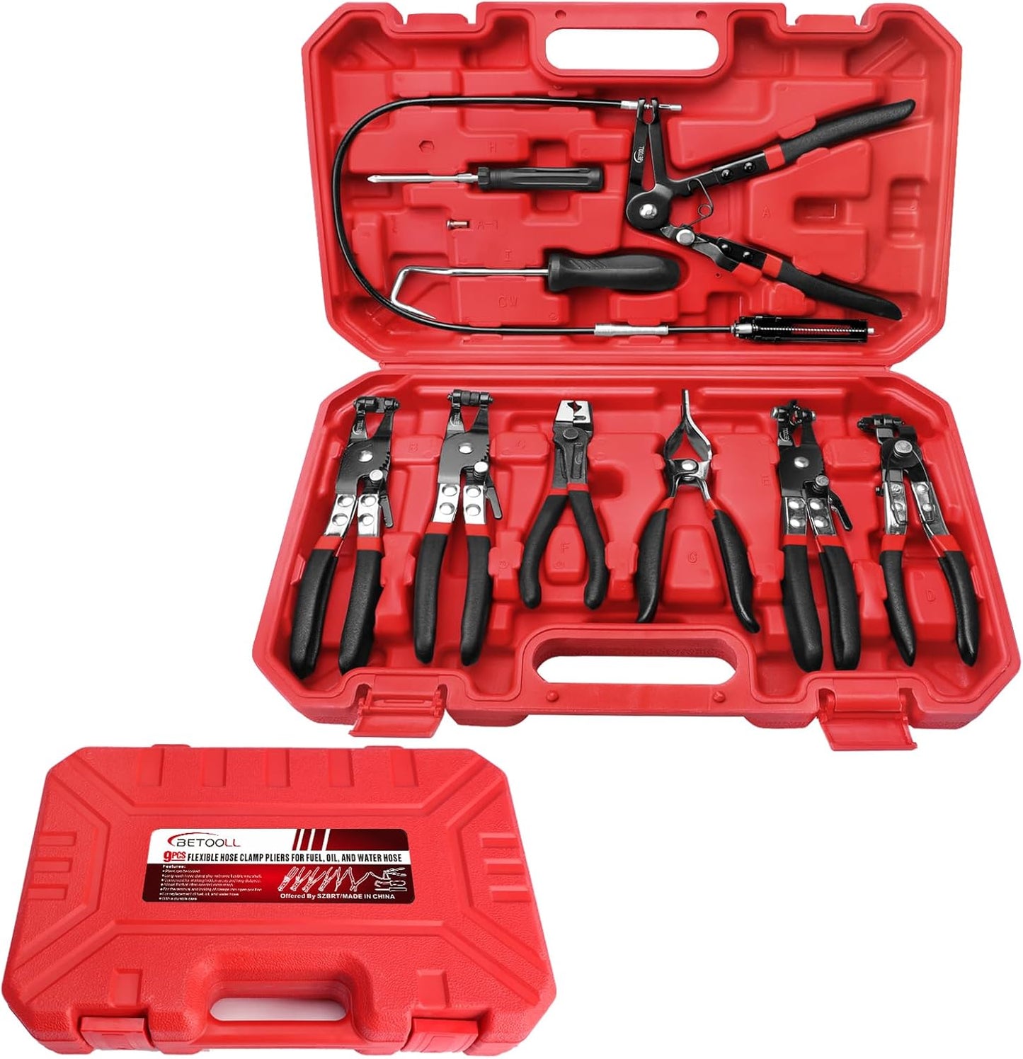 Professional 9pc Hose Clamp Pliers Set for Automotive Repairs