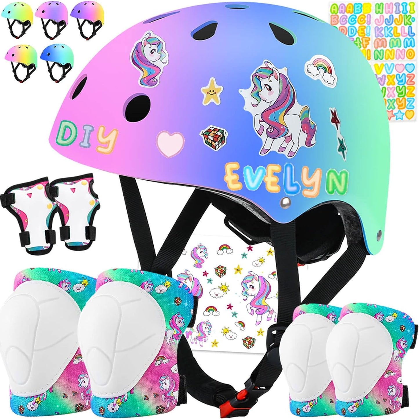 Unicorn Kids Helmet & Pads Set by Comforhous