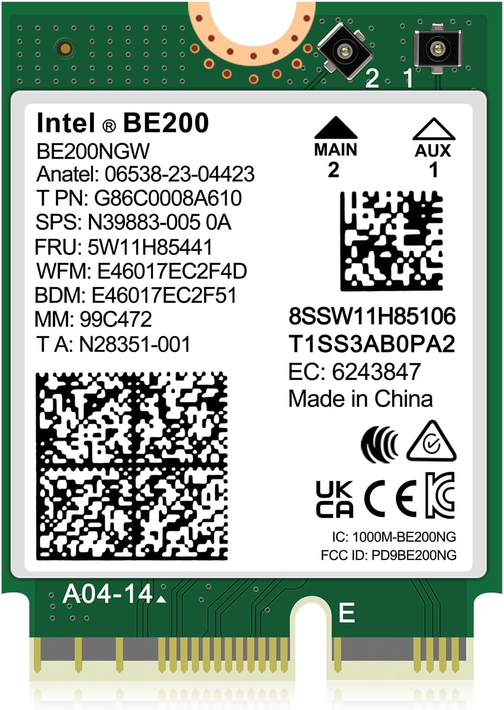 WiFi 7 Wireless Card Intel BE200 NGW with Bluetooth 5.4 Technology