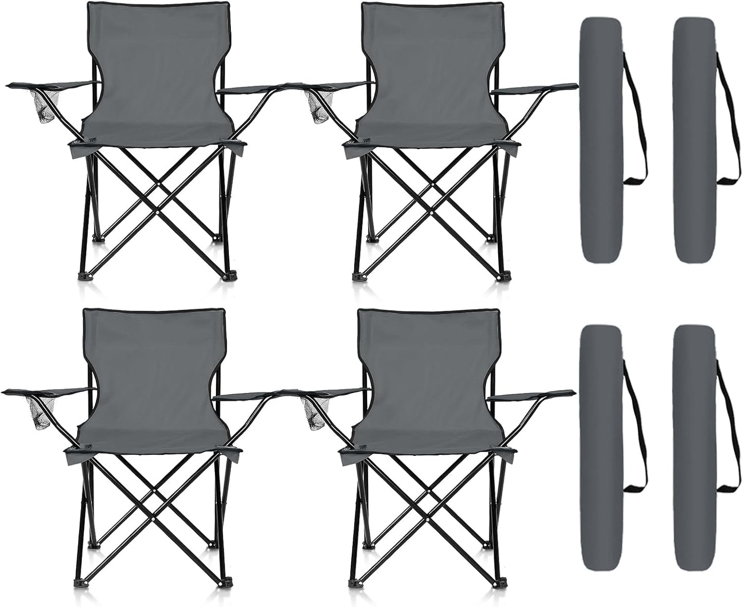 Portable Camp Chairs - Pack of 4, Supports 300lbs