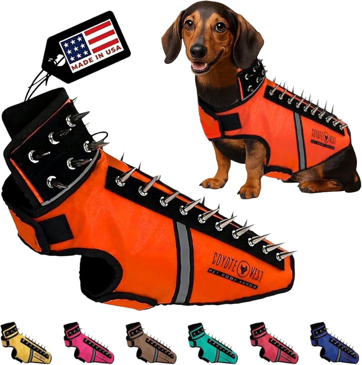 CoyoteVest SpikeVest Dog Harness for Small Dogs, Reflective Safety