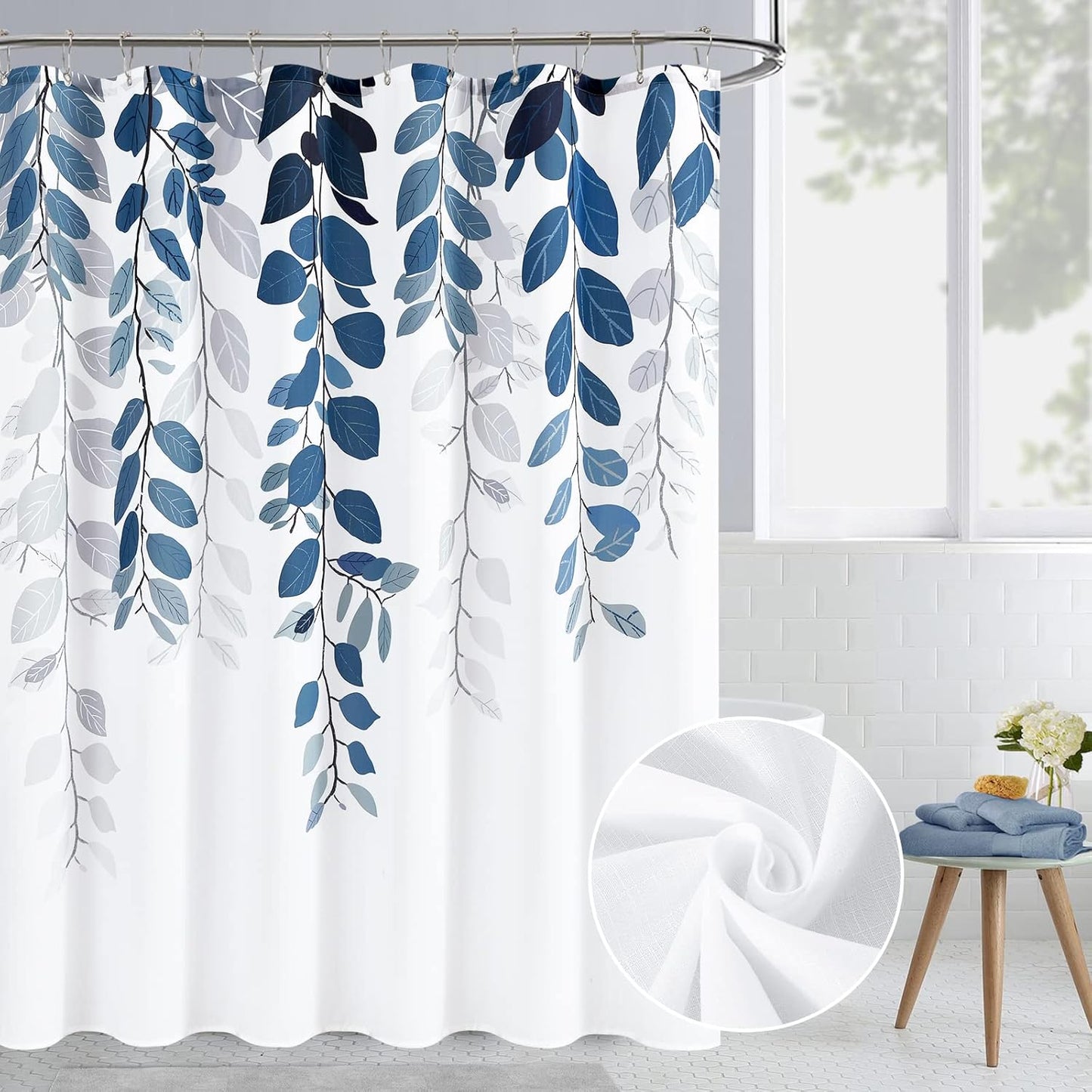 BOODII Blue Eucalyptus Shower Curtain - Botanical Bliss