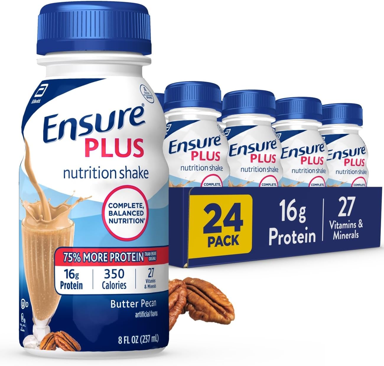 Ensure Plus Butter Pecan Nutrition Shake for Weight Gain Support
