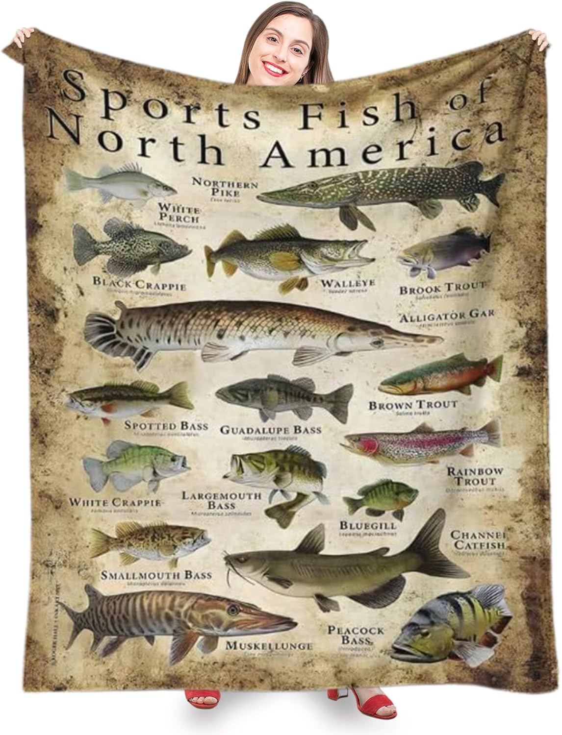 North America Sports Fish Blanket - Cozy Gift!