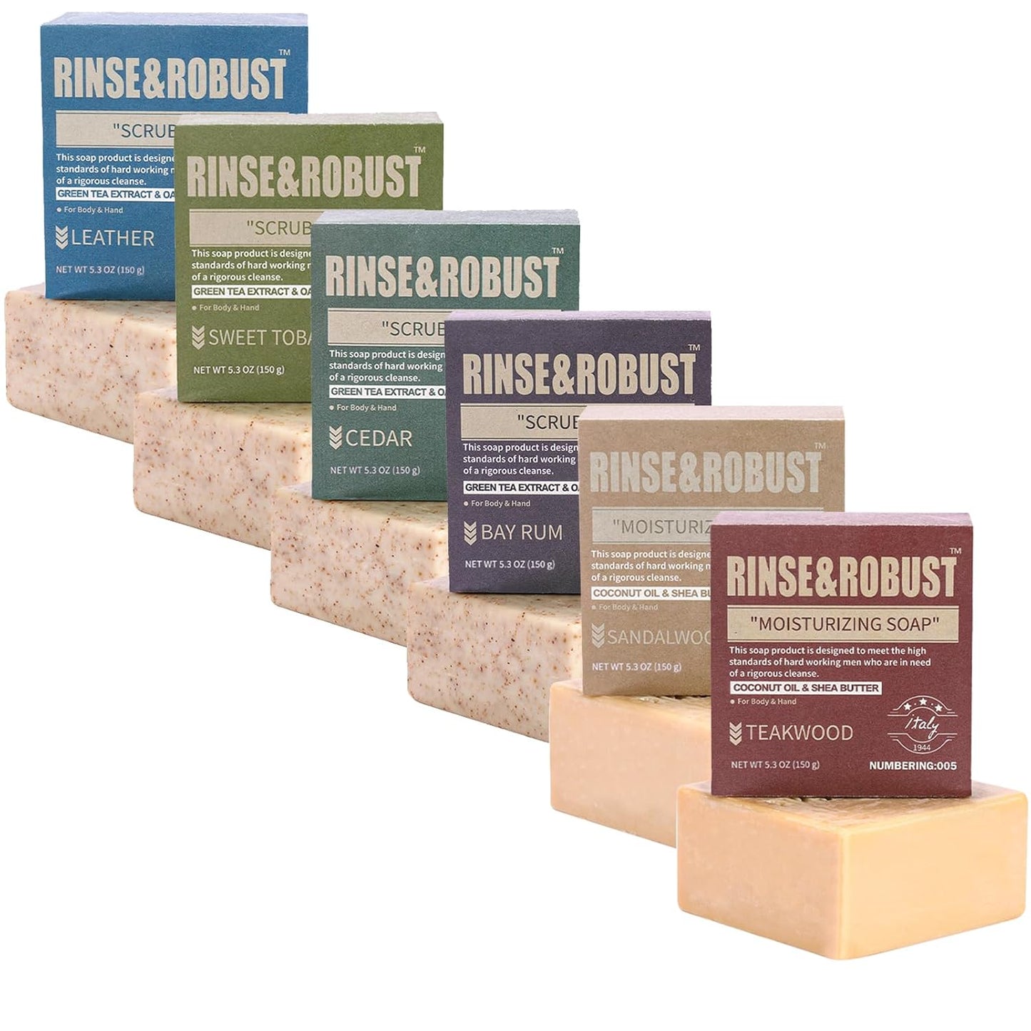 Rinse & Robust Mens Natural Bar Soap Set for All Skin Types