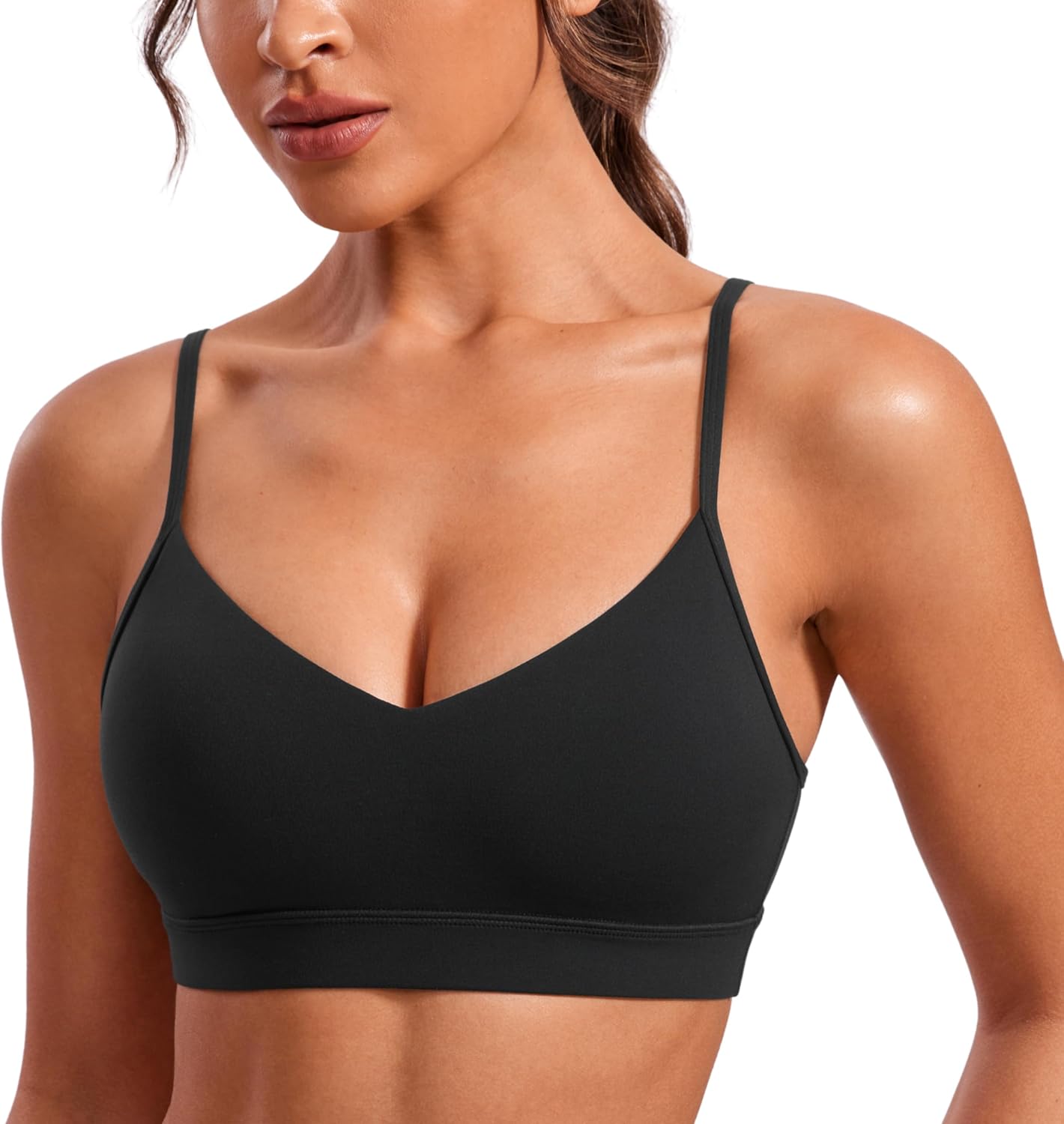 CRZ YOGA Butterluxe V-Neck Sports Bra - Comfortable & Adjustable Fit