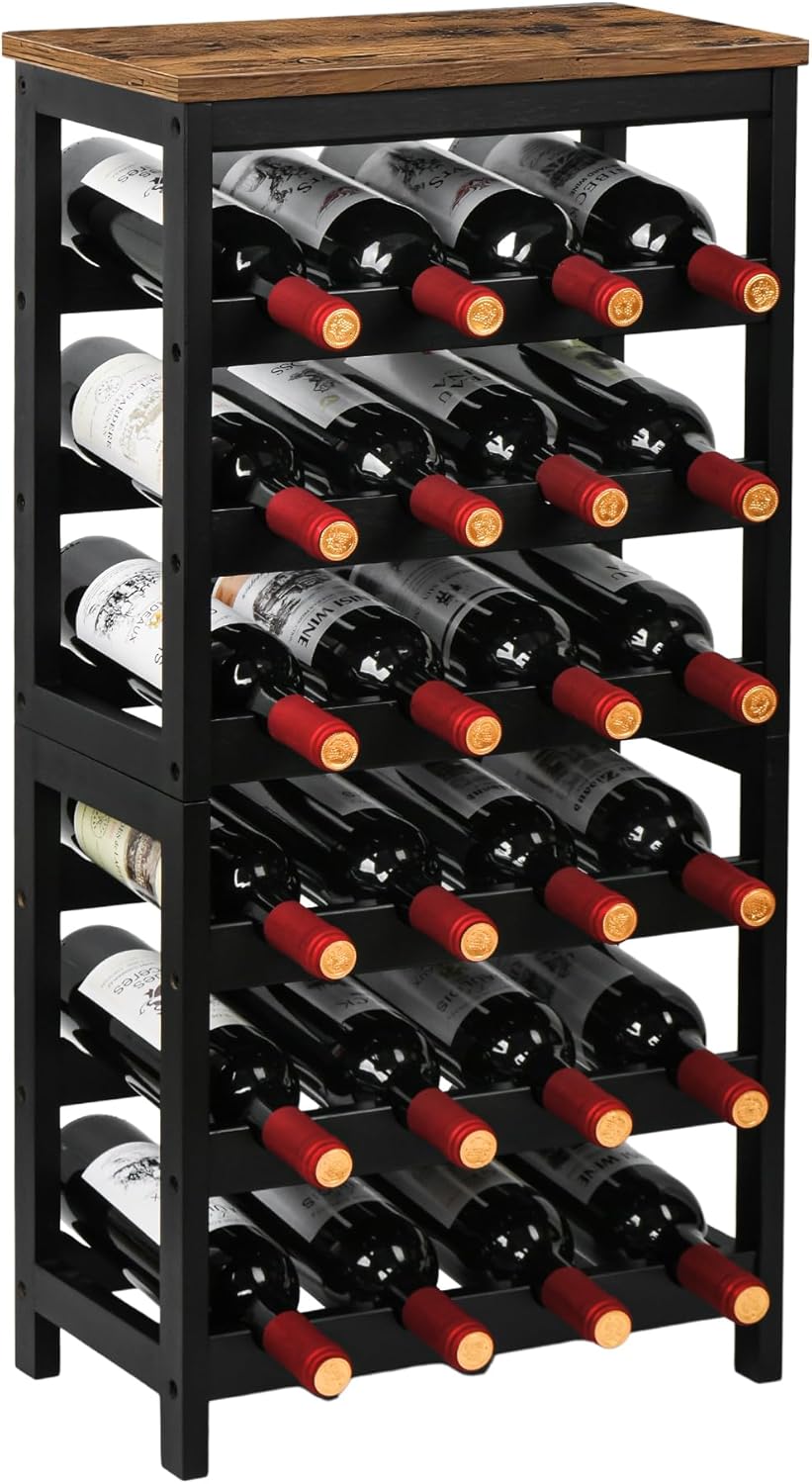 VASMIA Wine Rack Freestanding Floor - 6 Tier Bamboo Storage