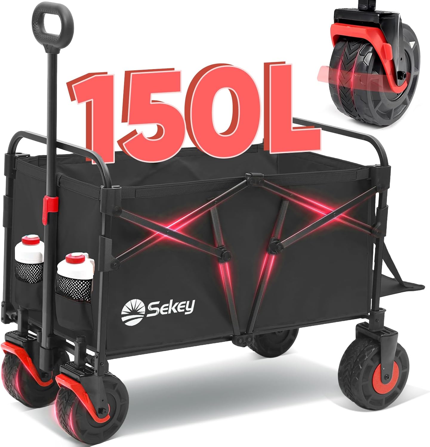 Sekey Wagon Cart with Big All-Terrain Wheels for Outdoor Use