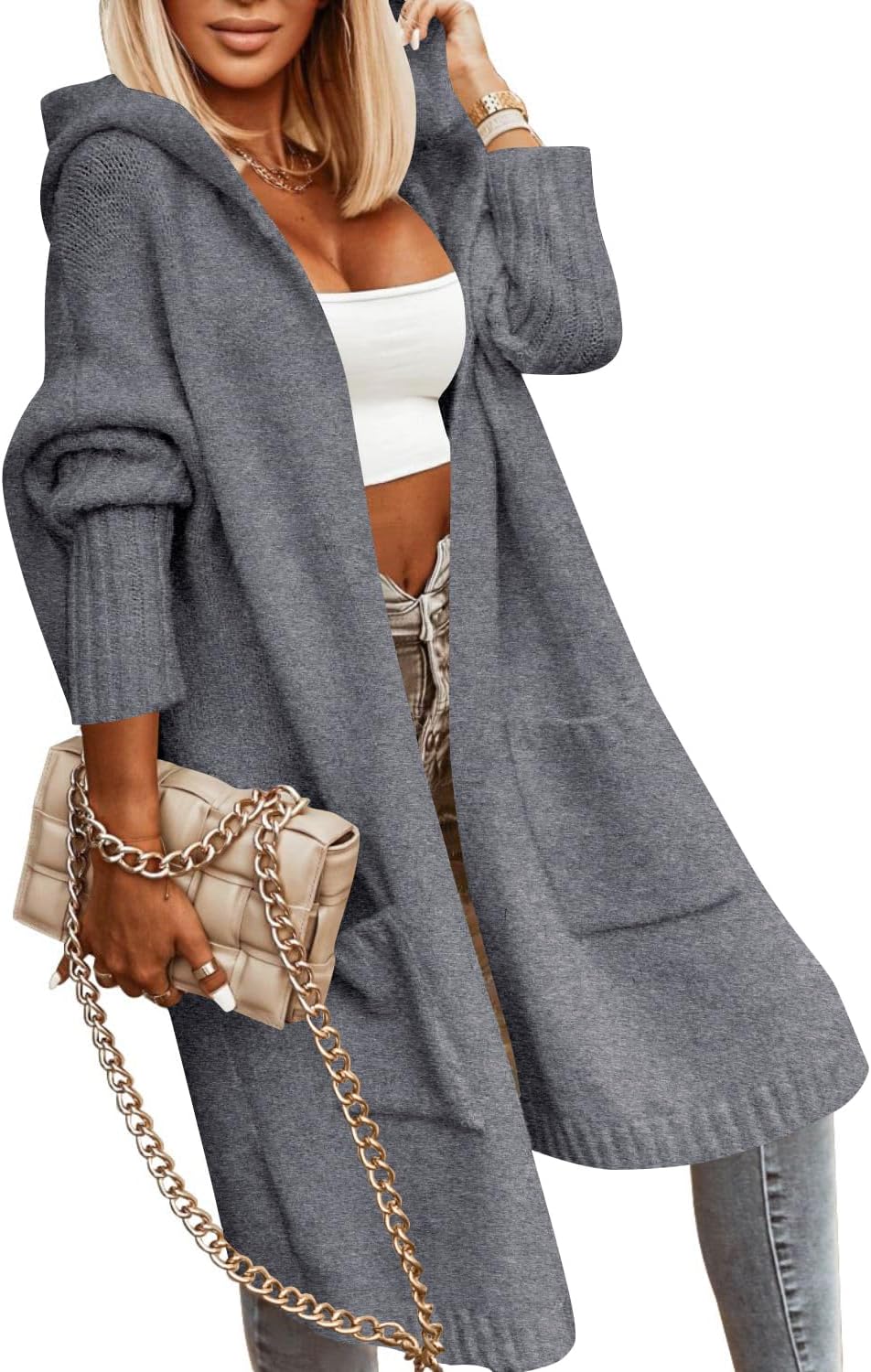 Aoysky Womens Long Cardigans Hooded Oversized Sweater Coat