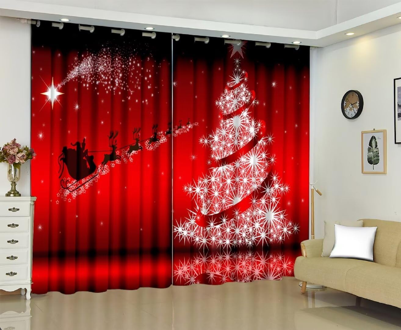 Santa Claus Blackout Curtains - Festive Room Decor